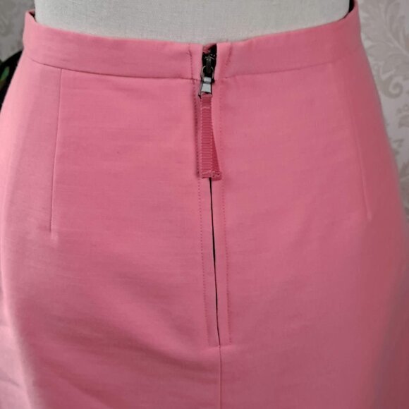 J Crew Collection Size 4 Coral/Pink Mini Skirt Wool/Silk Blend Back Zip EUC - Picture 6 of 9